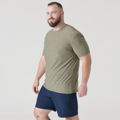 Heather Military Green Active Crew Neck Tee