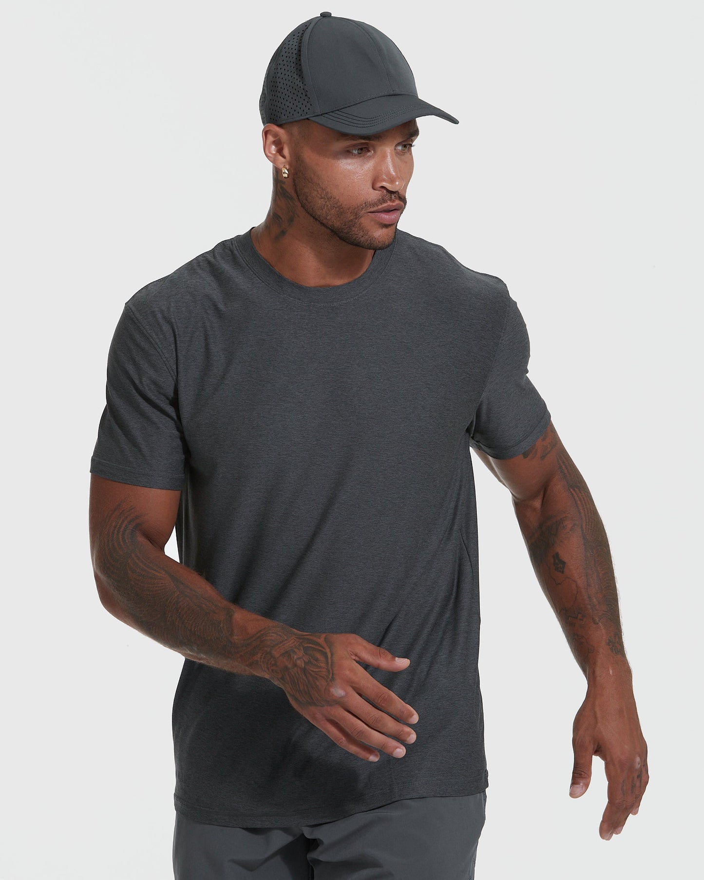 Charcoal Heather Gray Active Crew Neck Tee