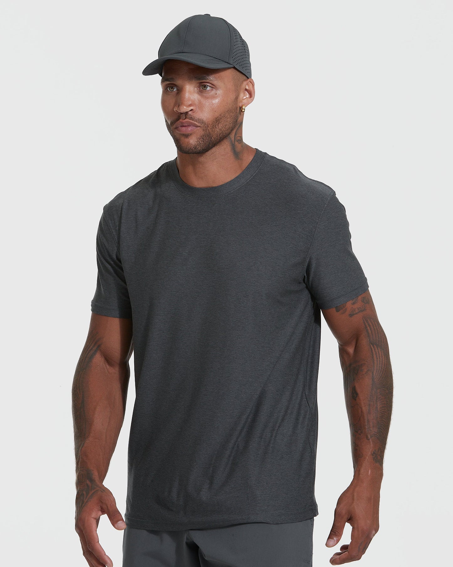 Charcoal Heather Gray Active Crew Neck Tee