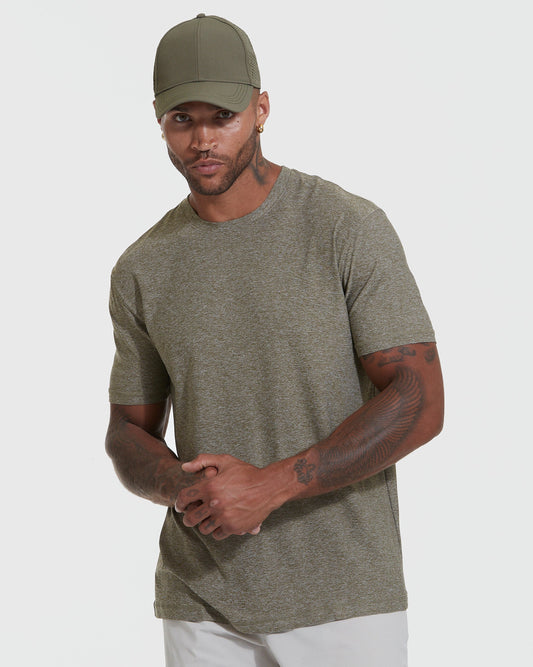 Heather Military Green Active Crew Neck Tee