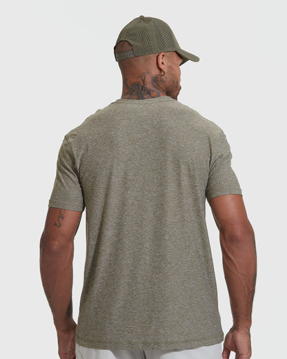 Heather Military Green Active Crew Neck Tee