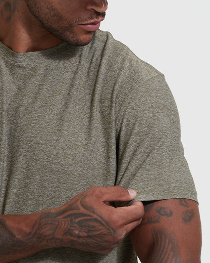 Heather Military Green Active Crew Neck Tee