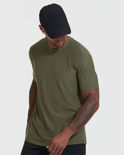 Military Green Active Crew Neck Tee