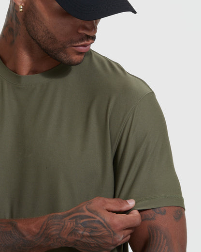 Military Green Active Crew Neck Tee