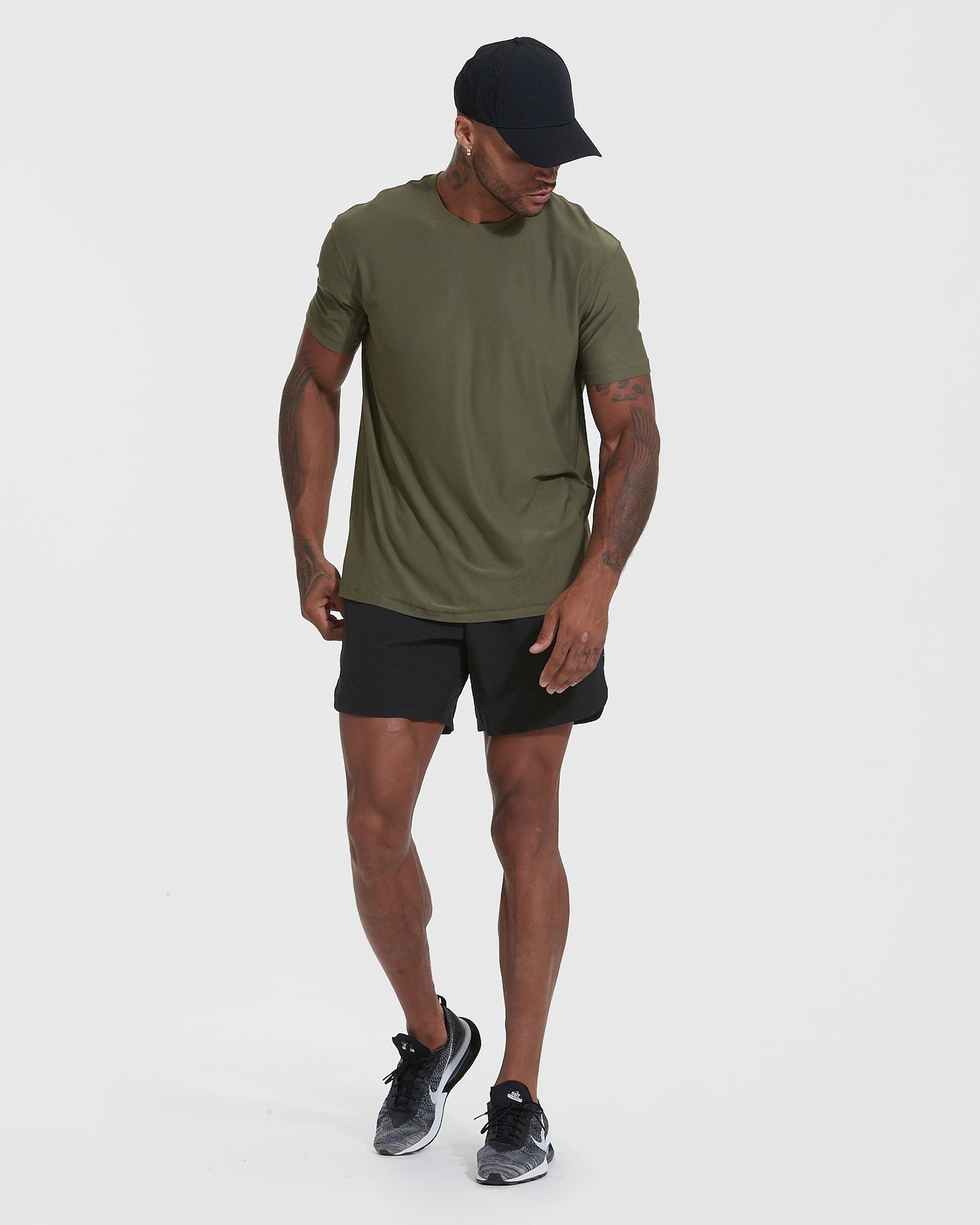 Military Green Active Crew Neck Tee