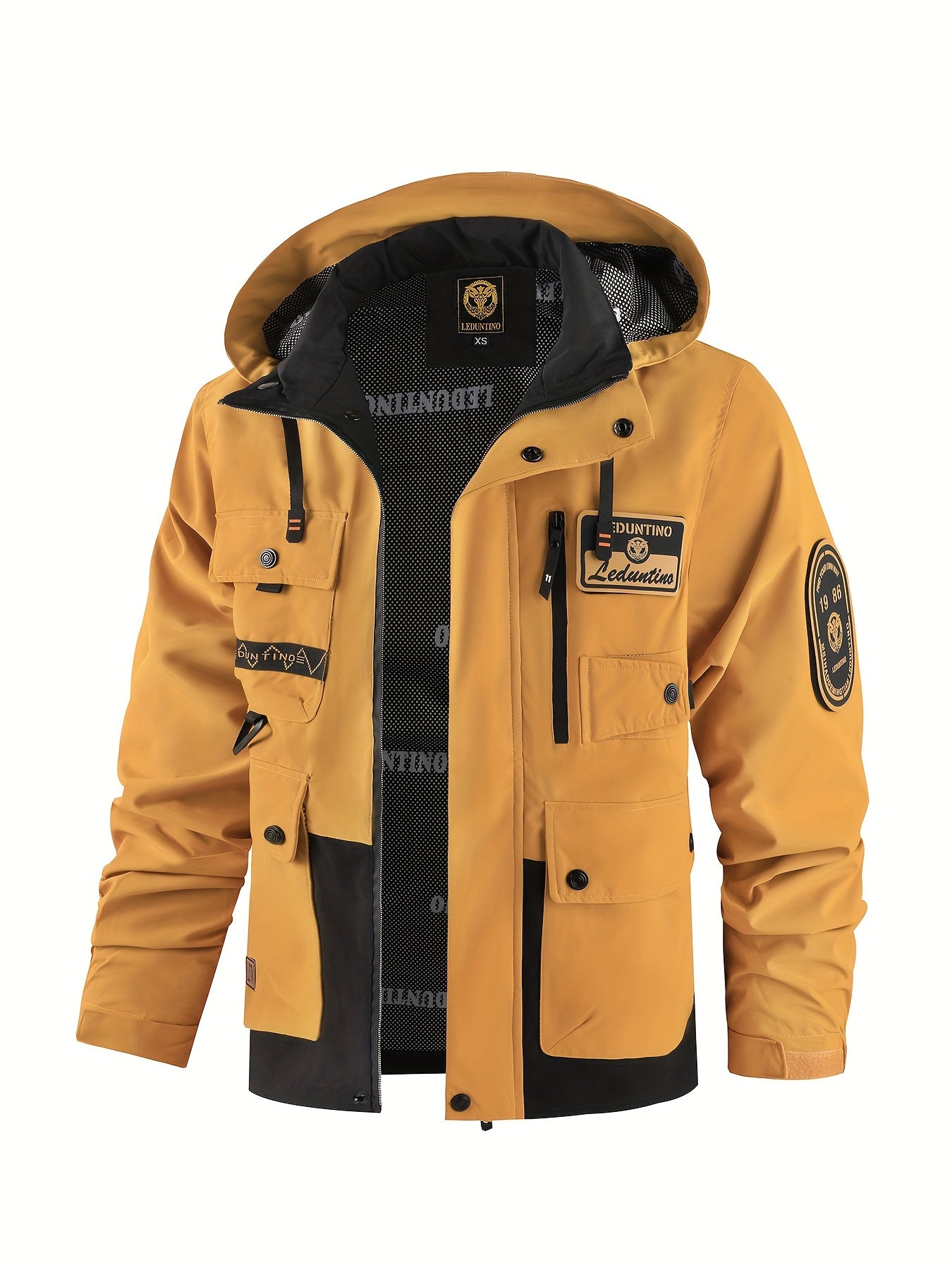 Men's Hooded Jacket Men's Outdoor Warm Storm Jacket Casual Multi-Pocket Cargo Jacket