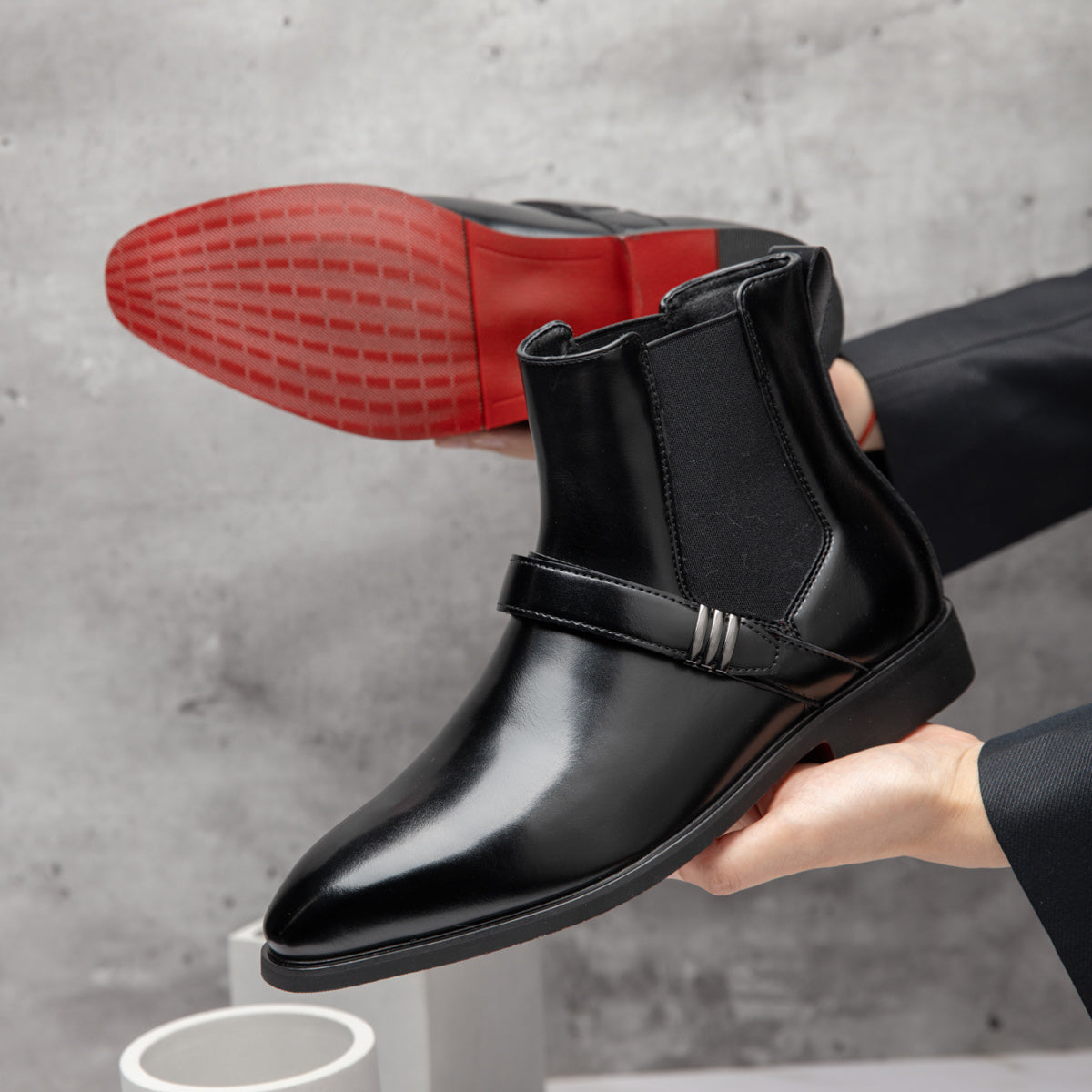 Men’s Chelsea Boots Red Sole – Sleek Pull-On Ankle Boot