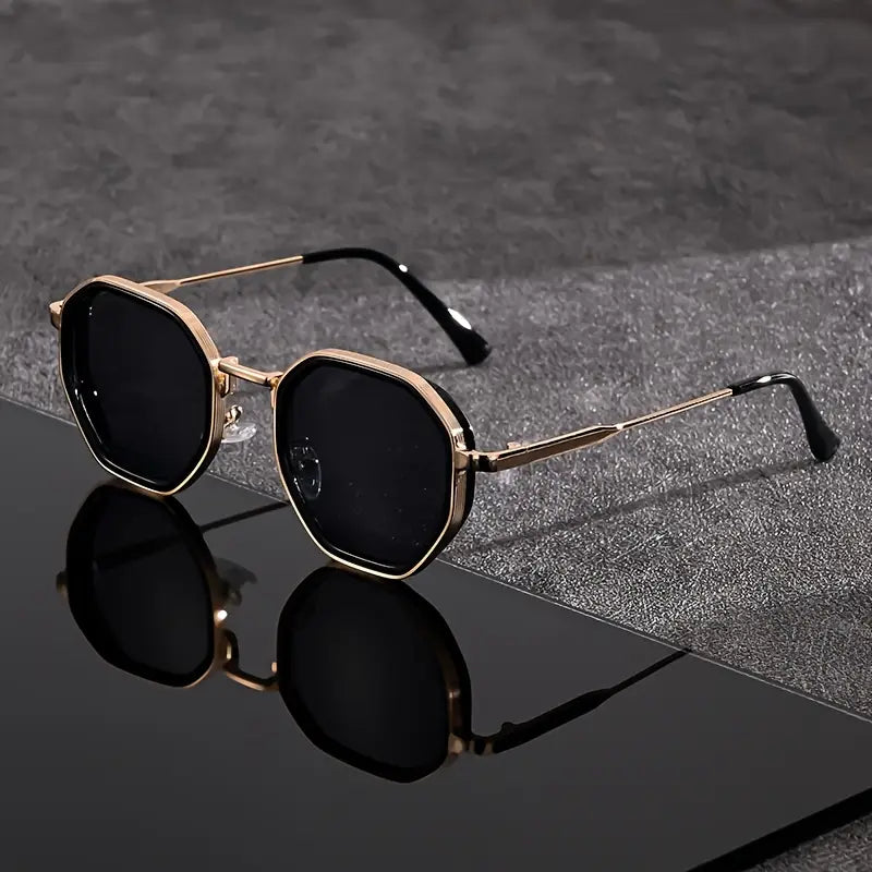 Solorfit | Unisex Polygonal Fashion Glasses – Black Frame with Teal-Tinted Lenses, Lightweight and Durable Eyewear - Solorfit