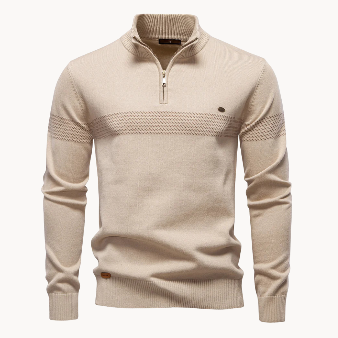 Durham Heritage Stripe Men Half Zip Sweater