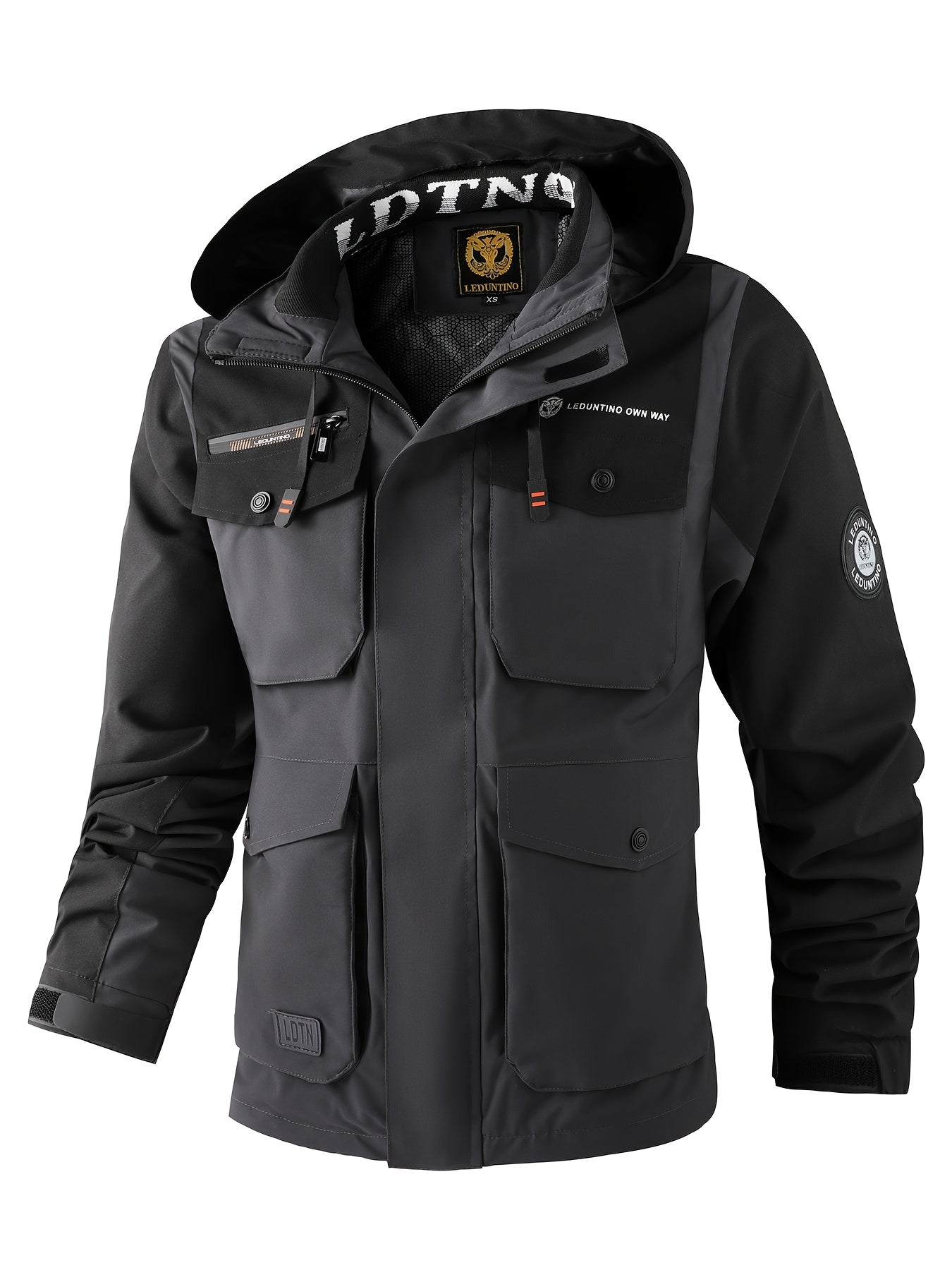 Men’s Full-Zip Windproof Puffer Bomber Jacket – Heavy-Duty Design with Detachable Hood