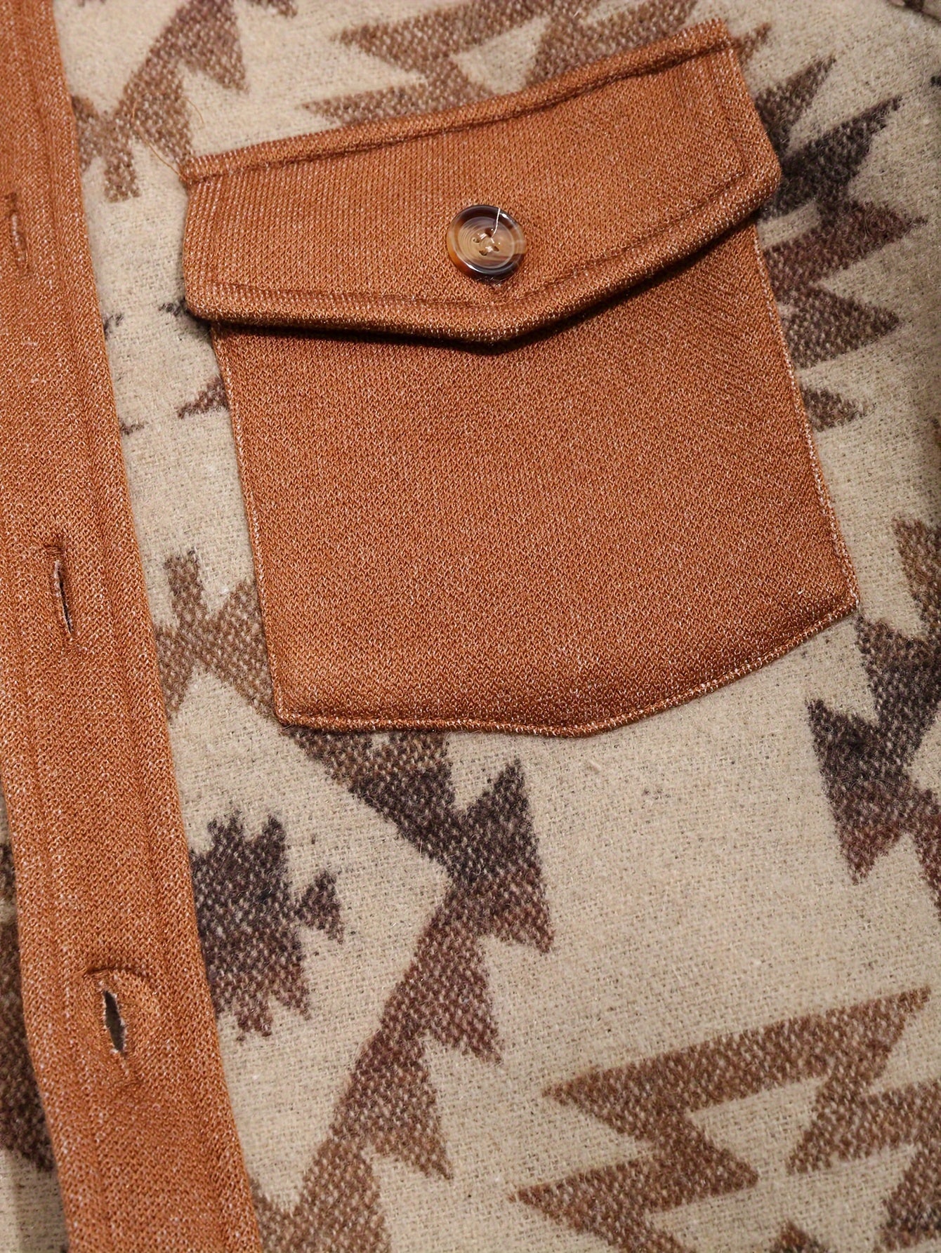 Men's Ethnic Aztec Print Single-Breasted Jacket with Front Pocket Design