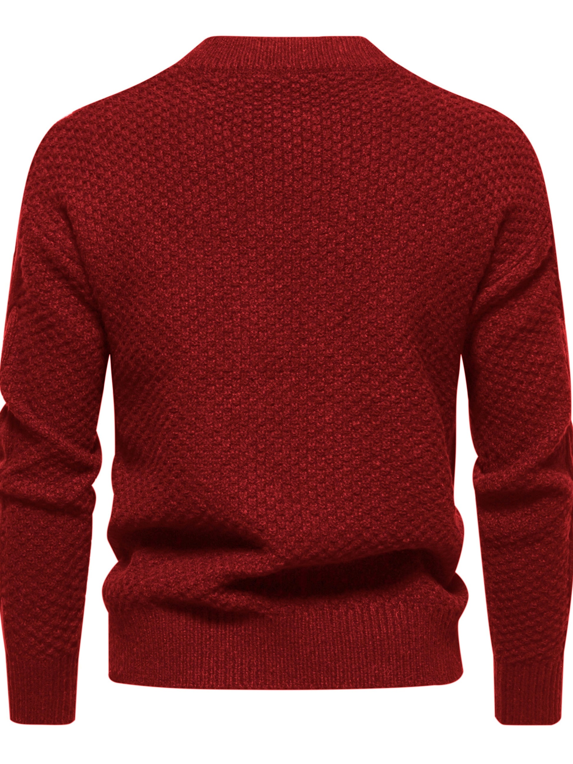 Men’s Solid Knit Sweater – Casual Breathable Crew Neck Long Sleeve