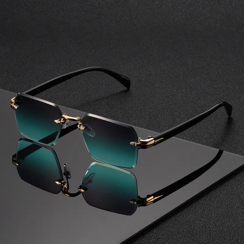 Frameless Square Glasses for Men – Trendy & Unique Eyewear for Street Style Photography