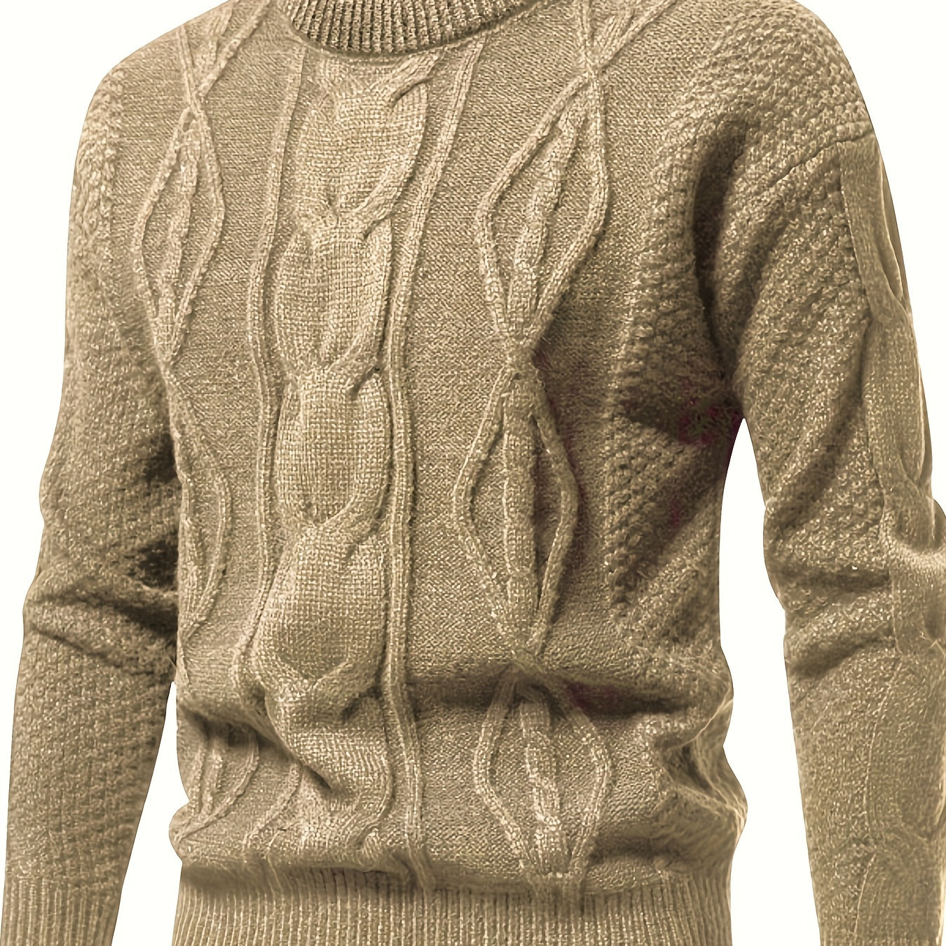 Men’s Solid Knit Sweater – Casual Breathable Crew Neck Long Sleeve