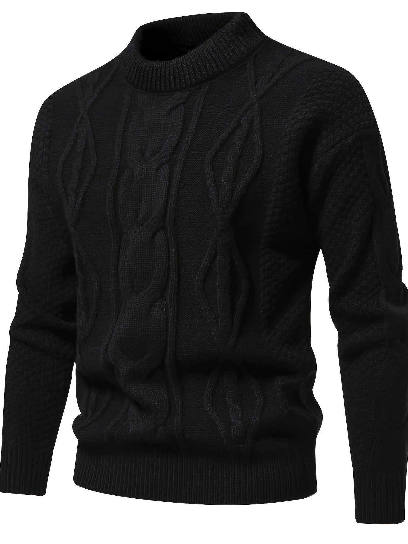 Men’s Solid Knit Sweater – Casual Breathable Crew Neck Long Sleeve