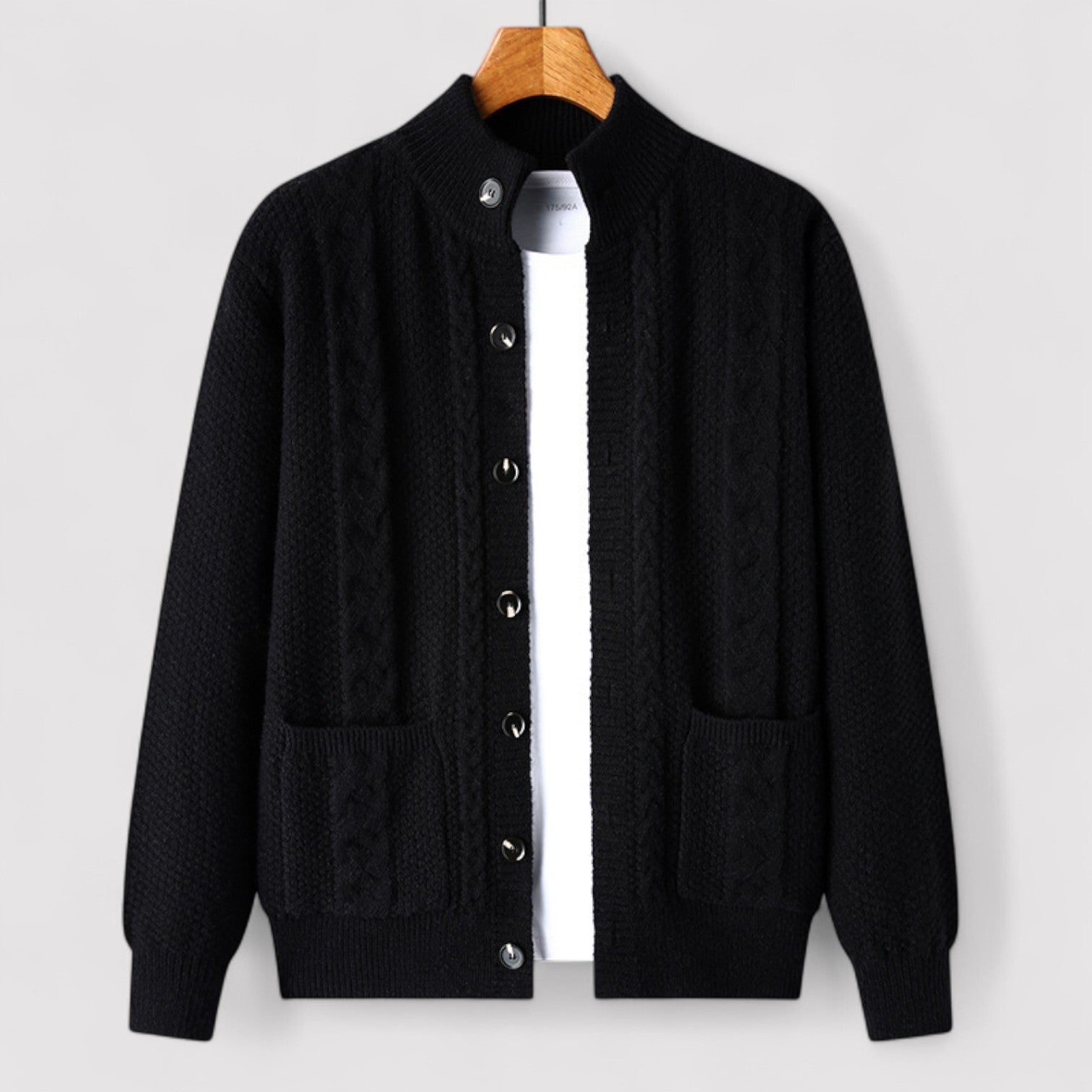 The Léandre Jacquard Knit Cardigan – Men’s Elegant Button-Up Sweater with Classic Pattern