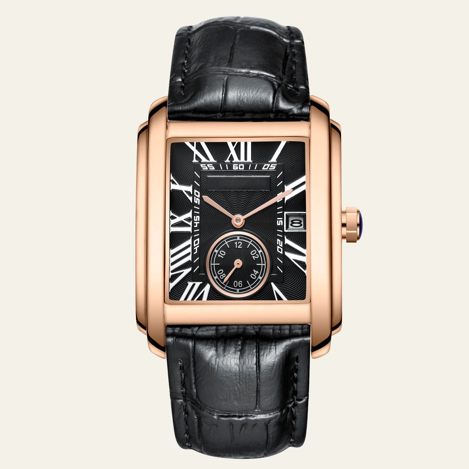 The Verona Deco Vintage Leather Strap Watch