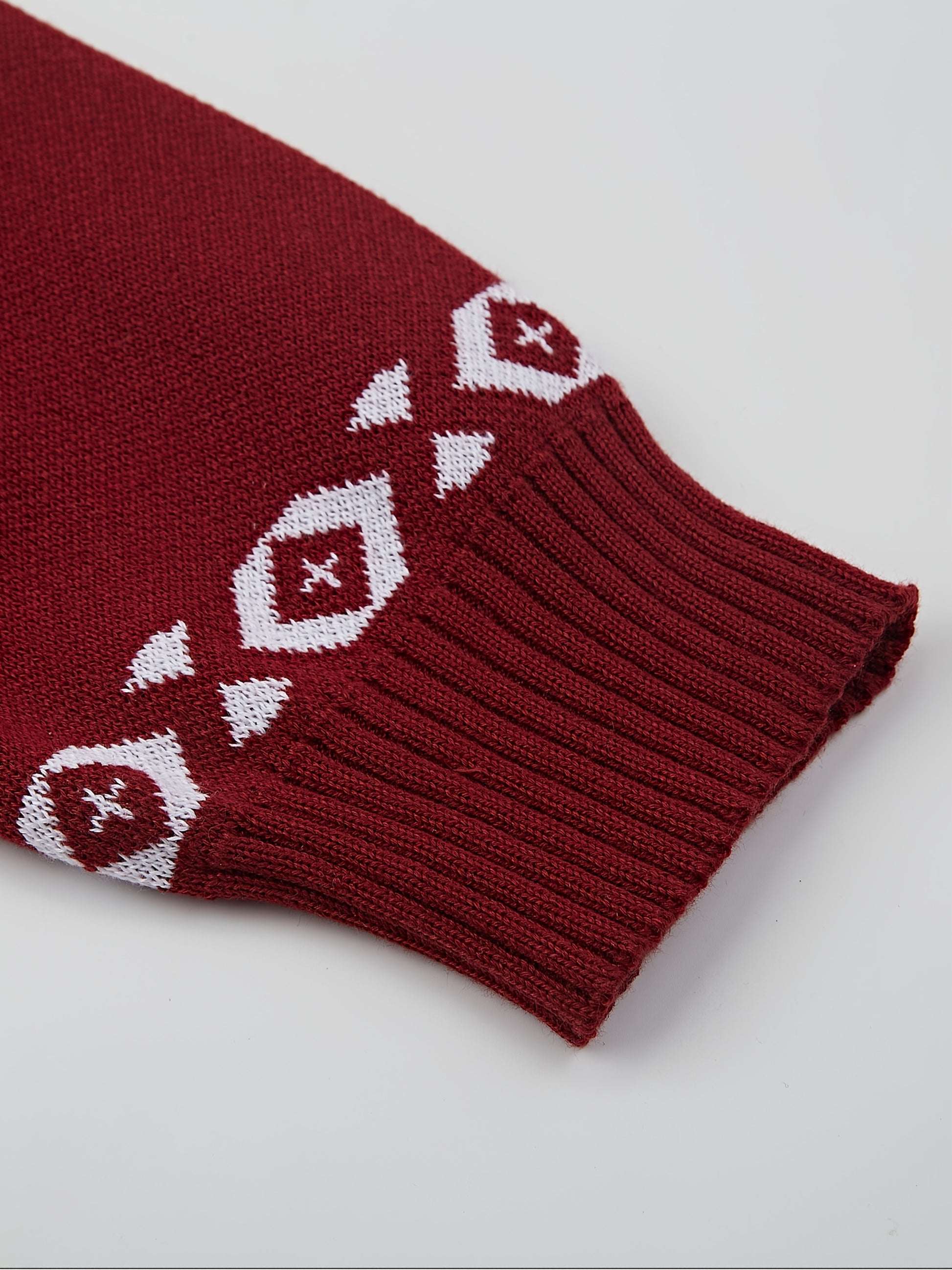 Men Christmas Reindeer Pattern Casual Knit Zip Cardigan