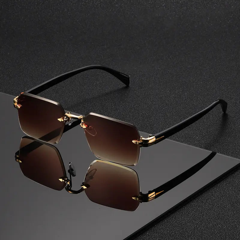 Frameless Square Glasses for Men – Trendy & Unique Eyewear for Street Style Photography