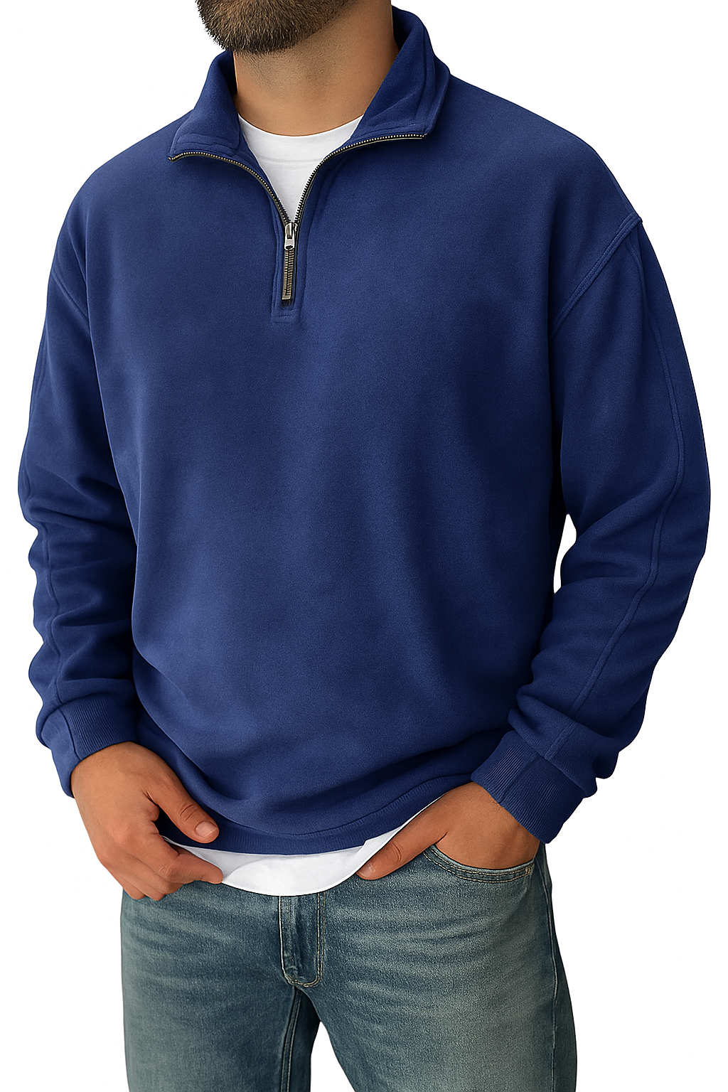 Retro Half-zip Stand Collar Sweatshirt Sweater