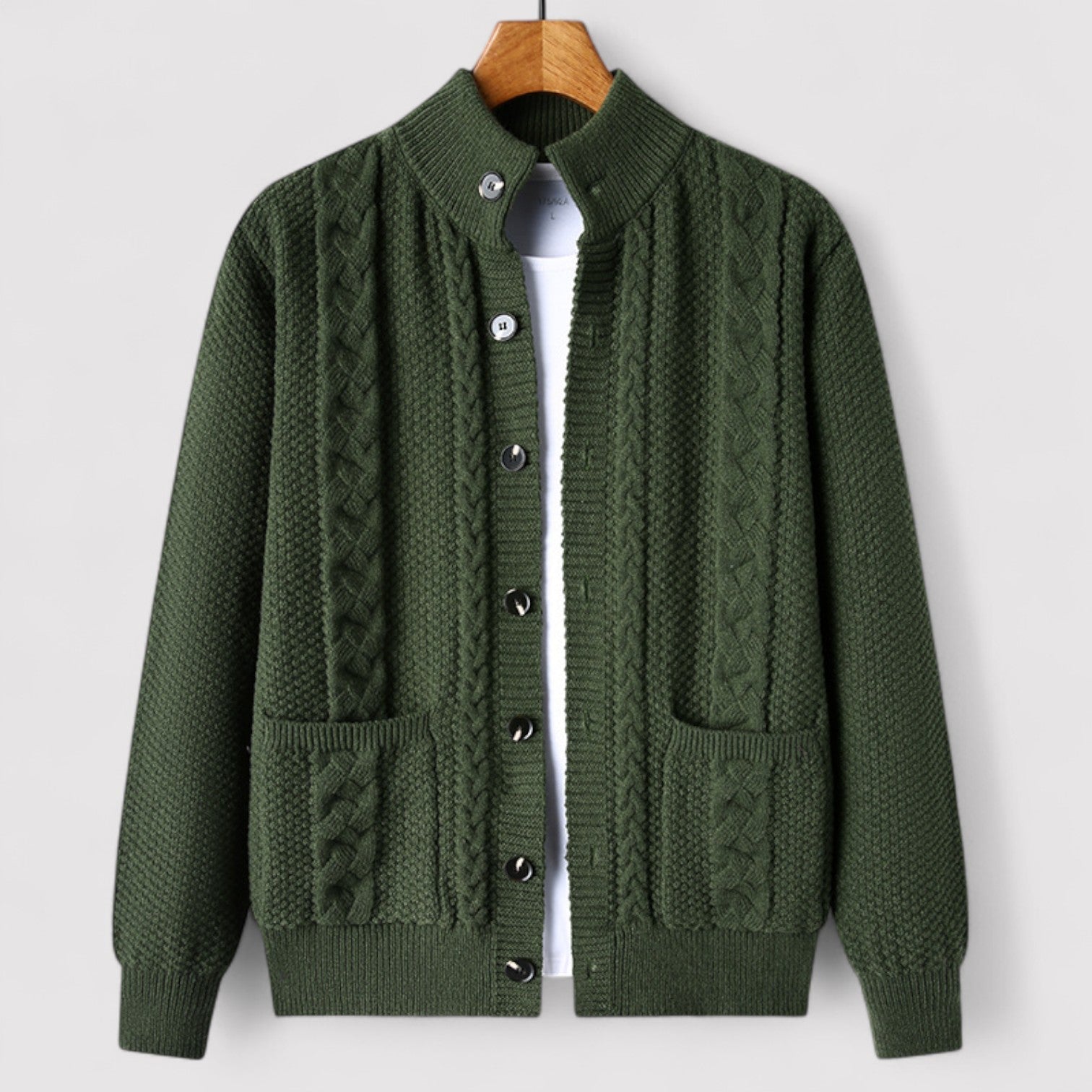 The Léandre Jacquard Knit Cardigan – Men’s Elegant Button-Up Sweater with Classic Pattern