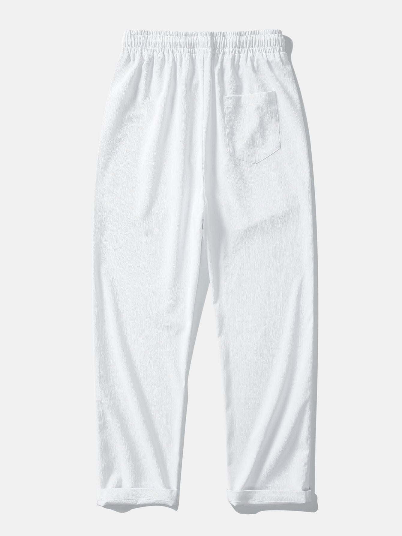 Linen Rayon Blend Button Up Shirt & Wrinkle Textured Straight Leg Pants
