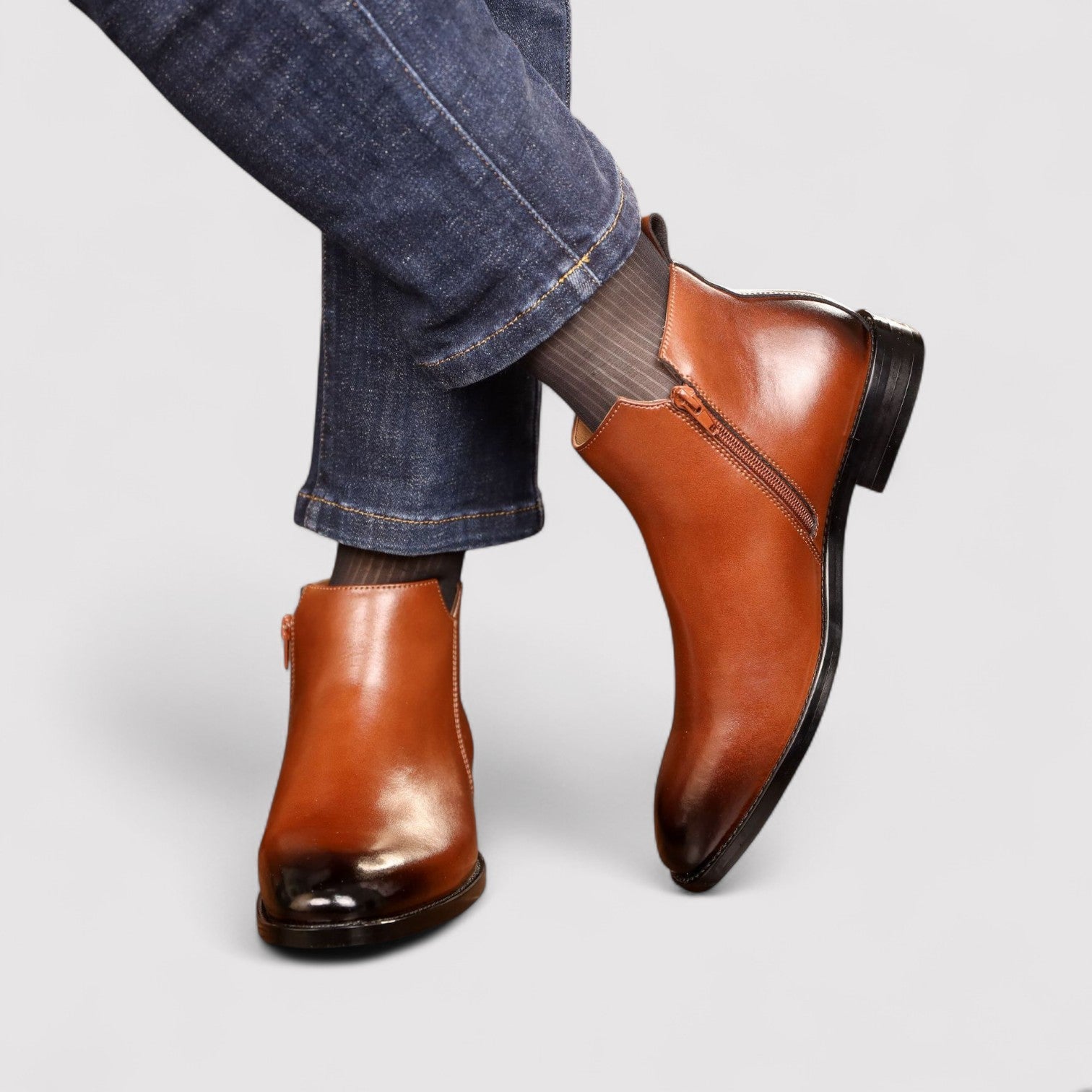 The Alaric Leather Chelsea Boots – Men’s Zip Ankle Boots with Classic Elegant Design