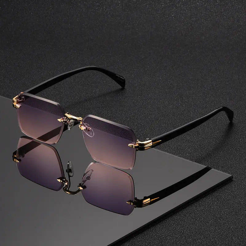 Frameless Square Glasses for Men – Trendy & Unique Eyewear for Street Style Photography
