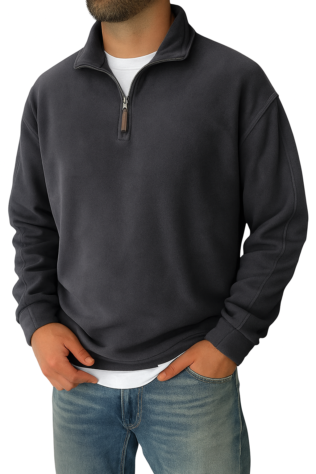 Retro Half-zip Stand Collar Sweatshirt Sweater