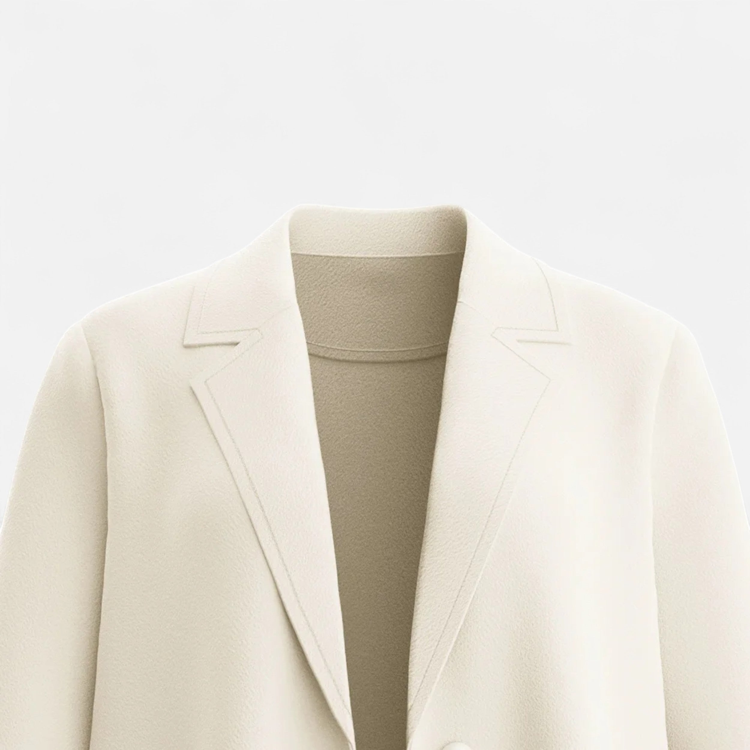 Women’s White Lapel Coat – Classic Long Overcoat for Casual and Formal Wear
