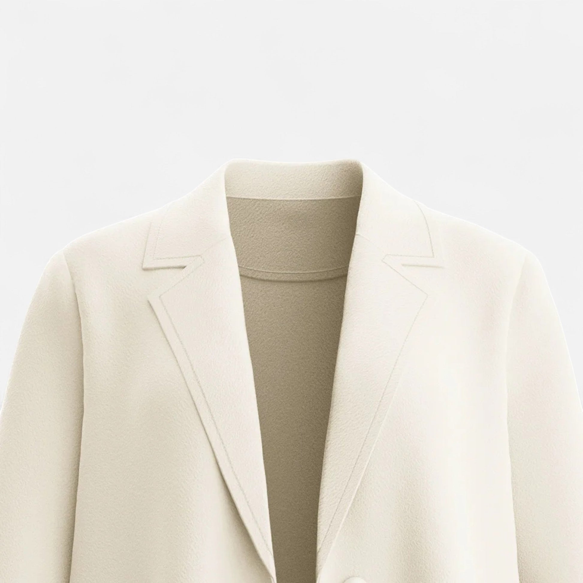 Women’s White Lapel Coat – Classic Long Overcoat for Casual and Formal Wear - Solorfit