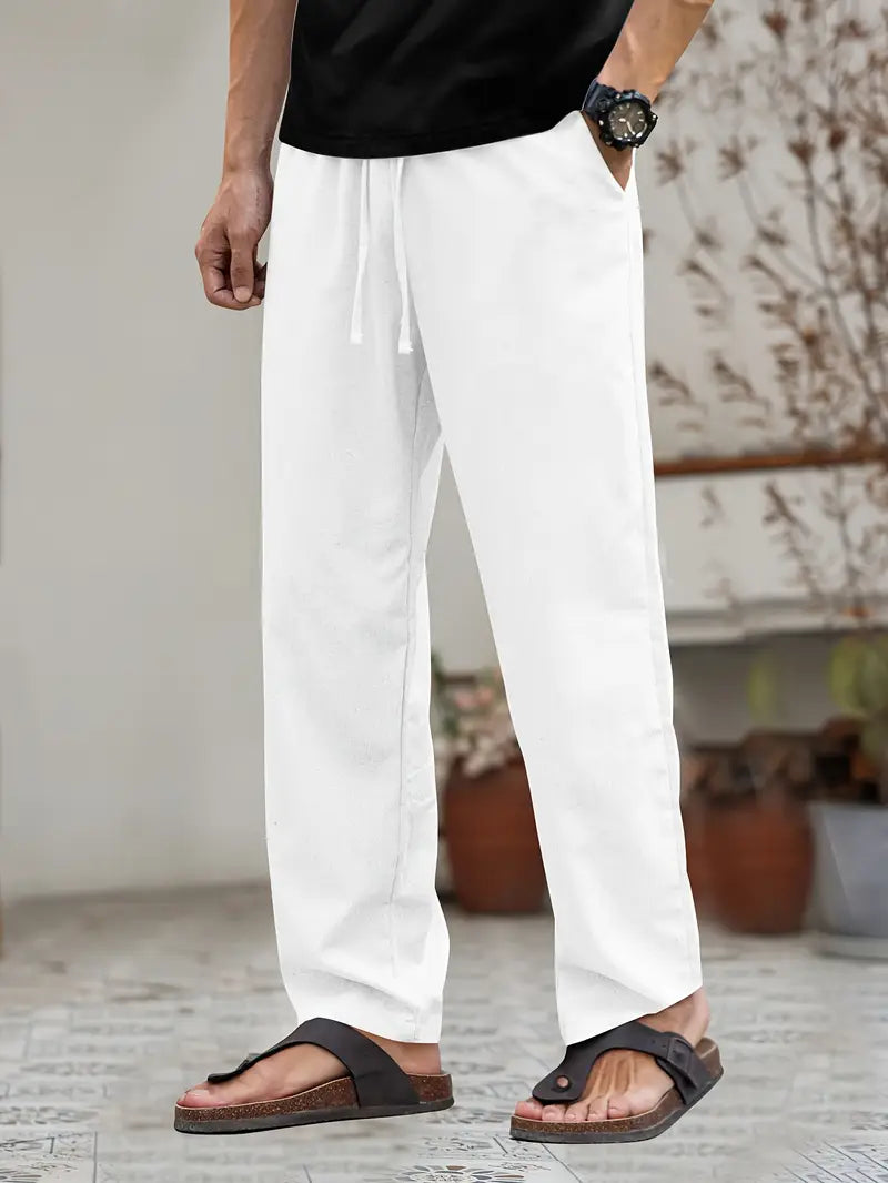 Solorfit | Men's Linen Casual Pants – Straight-Leg, Regular Fit, Breathable All-Season Trousers