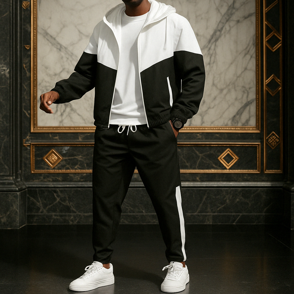 Vellaro Dual-Tone Tracksuit – Modern Streetwear Comfort & Style