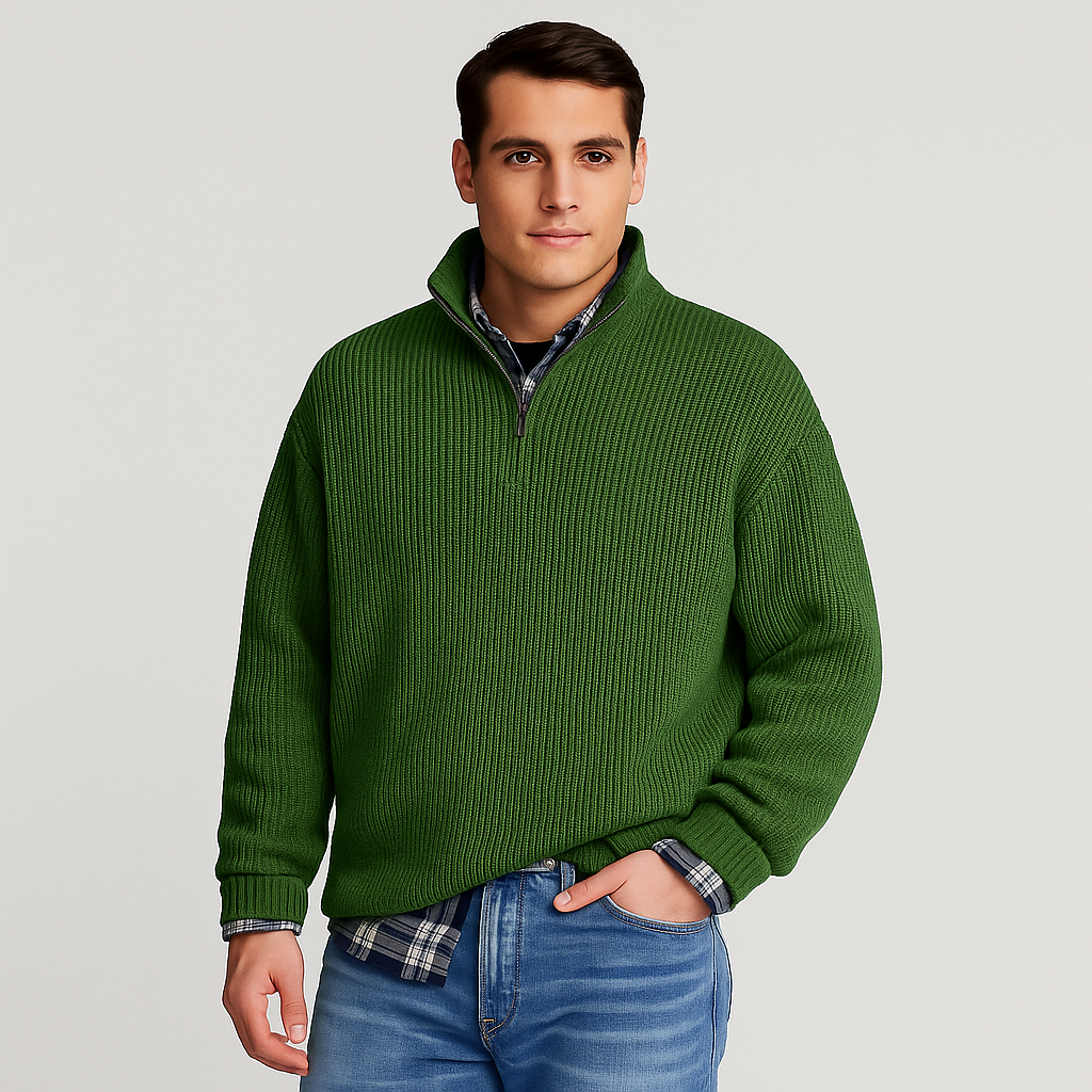 Elegant Men’s Wool Sweater – Classic Autumn Knitwear - Solorfit