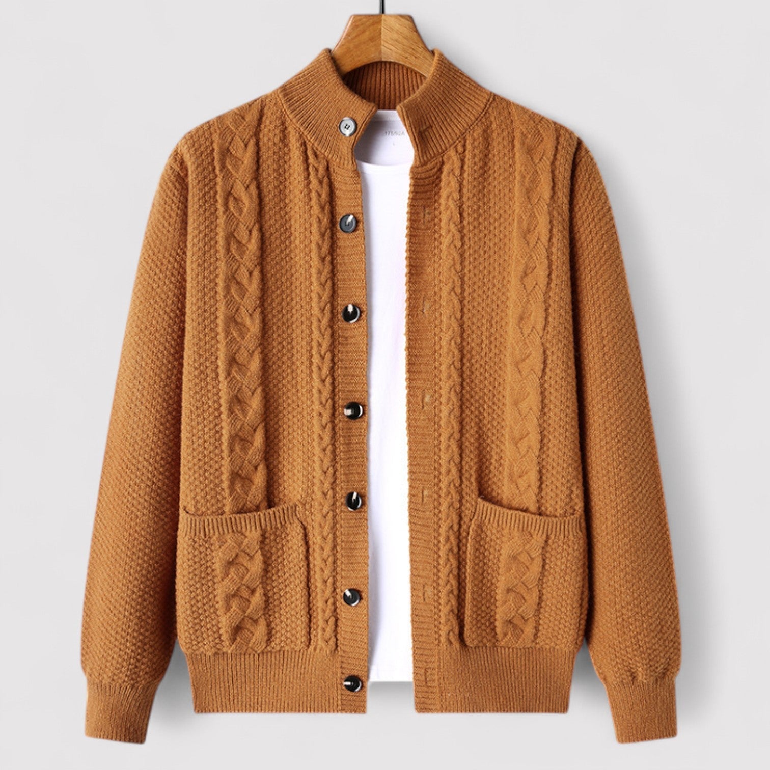 The Léandre Jacquard Knit Cardigan – Men’s Elegant Button-Up Sweater with Classic Pattern