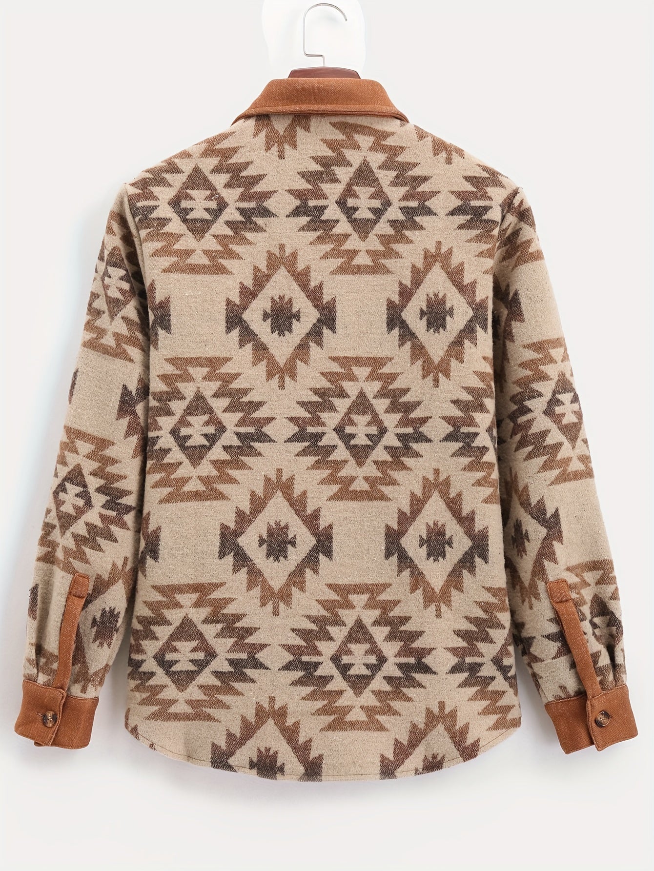 Men's Ethnic Aztec Print Single-Breasted Jacket with Front Pocket Design