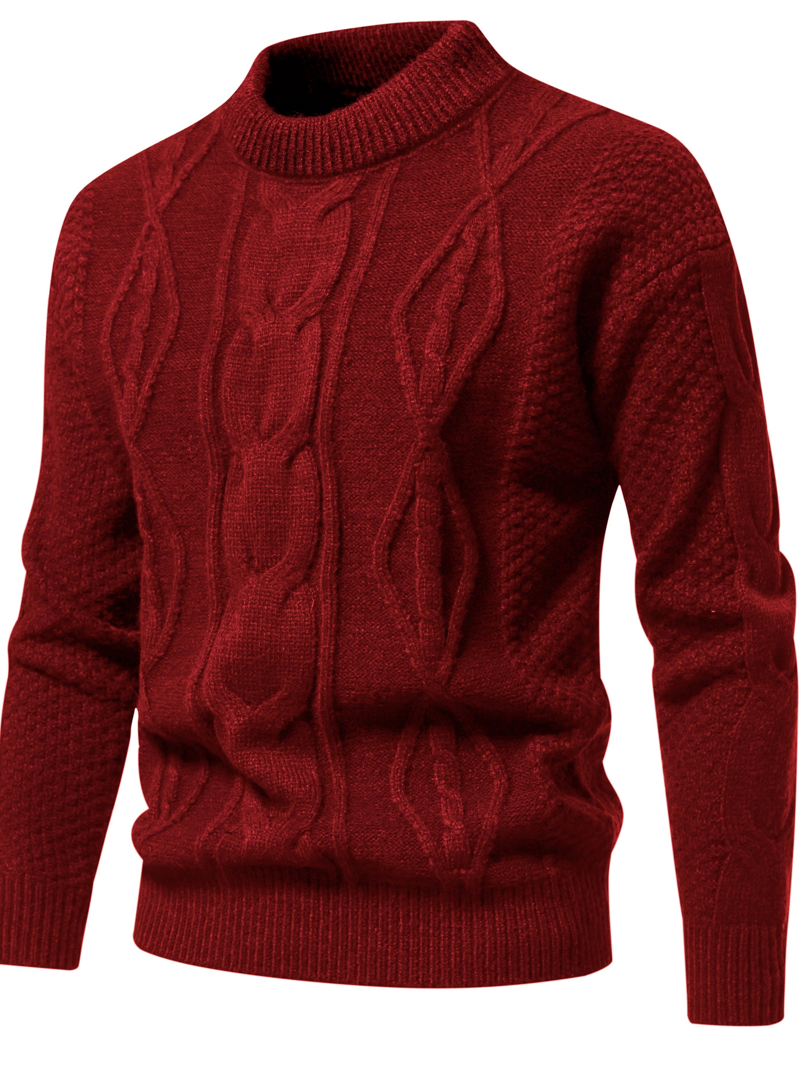 Men’s Solid Knit Sweater – Casual Breathable Crew Neck Long Sleeve