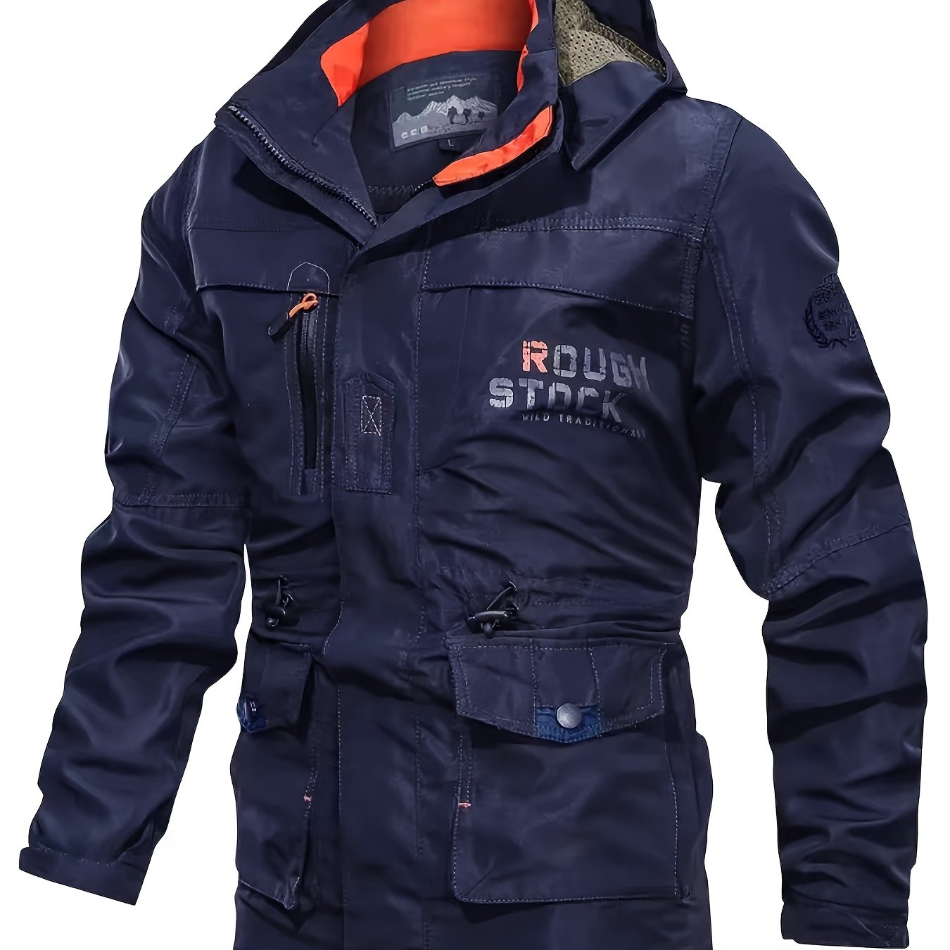 Men’s Outdoor Windbreaker Jacket – Adjustable Hood & Zippered Pockets