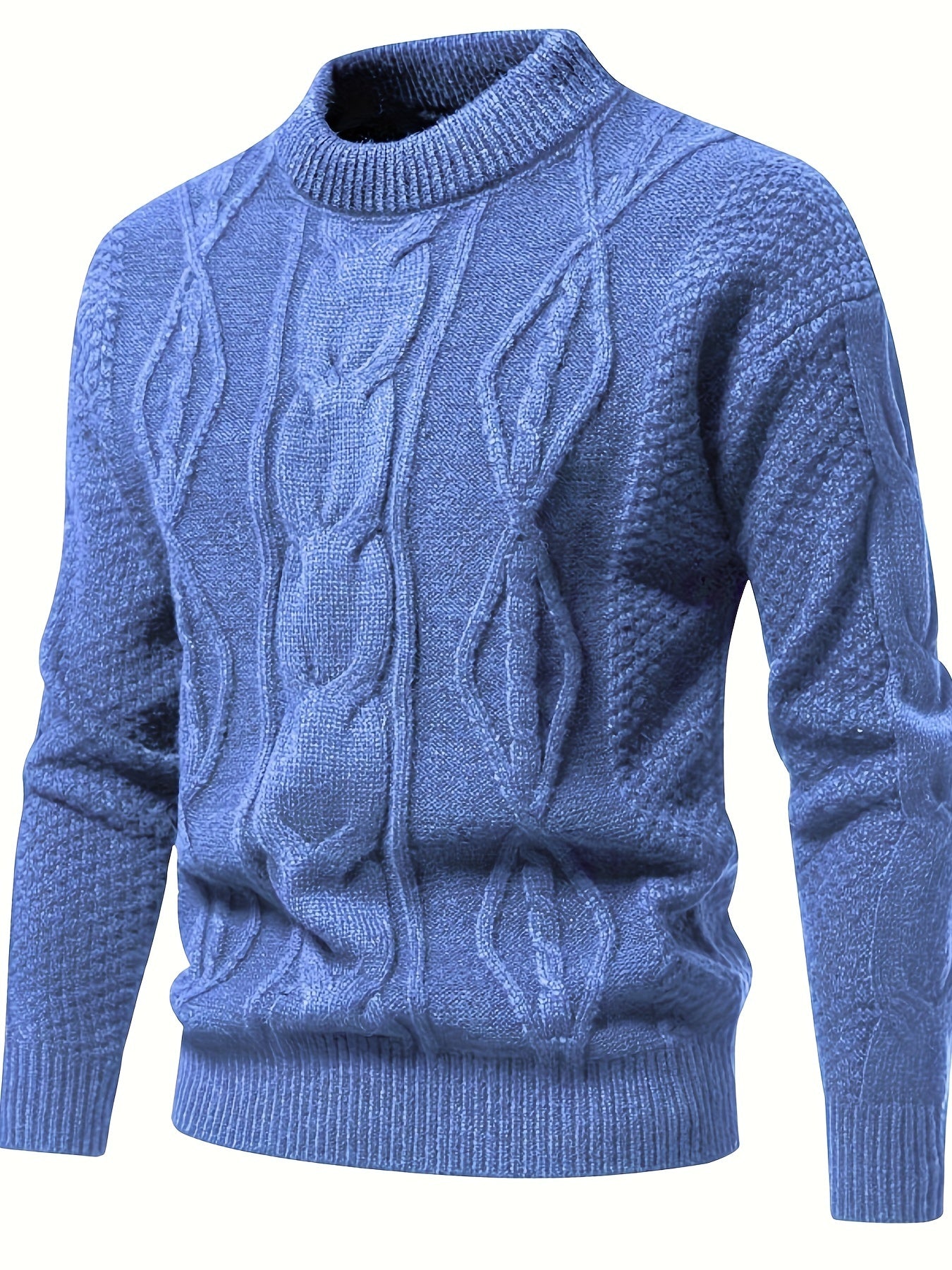 Men’s Solid Knit Sweater – Casual Breathable Crew Neck Long Sleeve