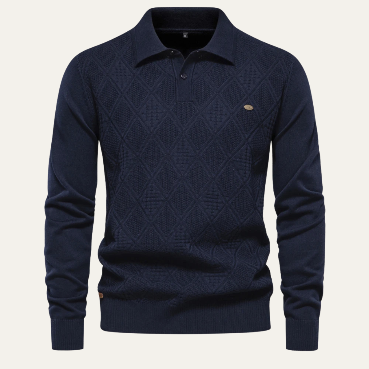 Kensington Diamond Knit Button Polo Sweater for Men