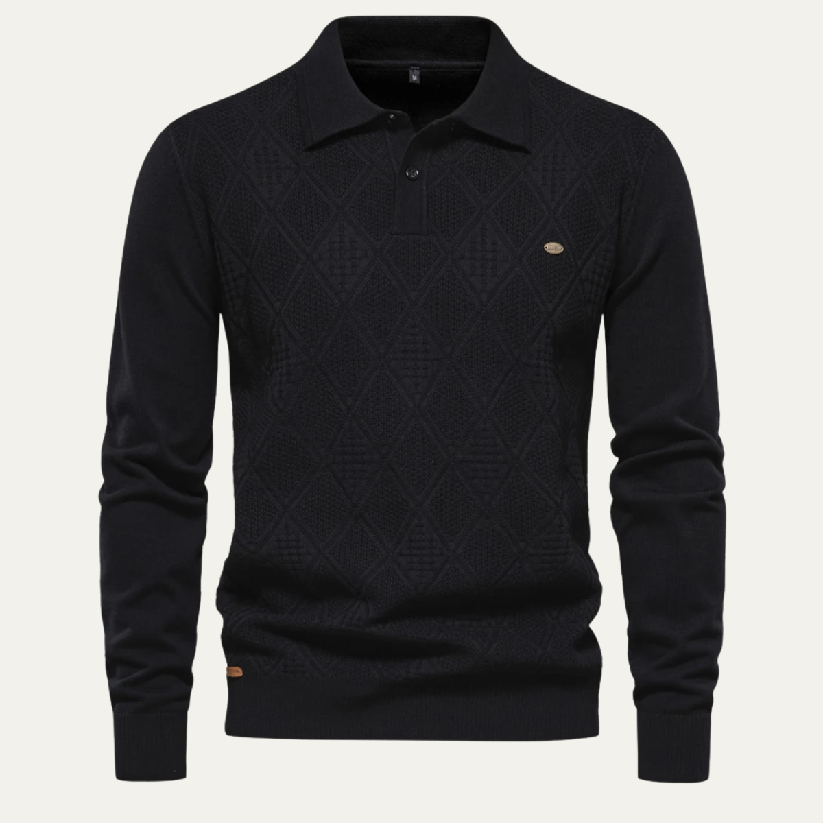 Kensington Diamond Knit Button Polo Sweater for Men