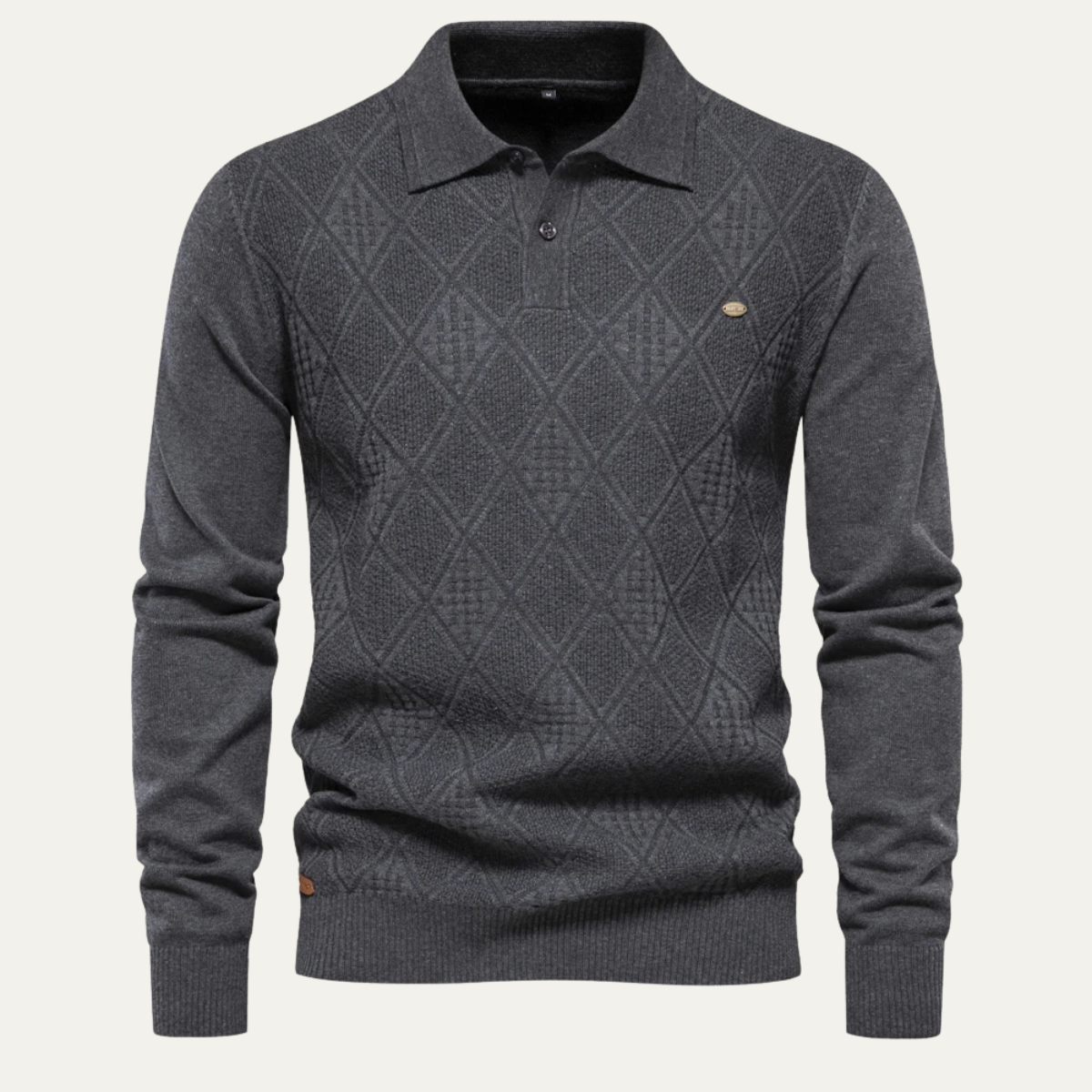 Kensington Diamond Knit Button Polo Sweater for Men