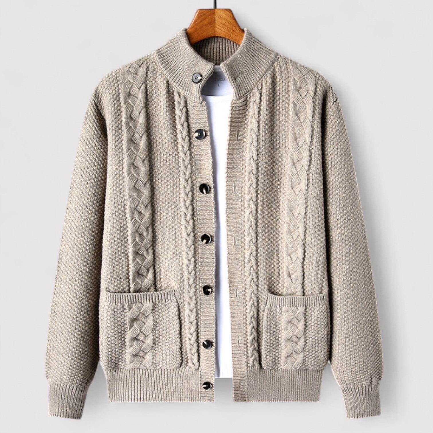 The Léandre Jacquard Knit Cardigan – Men’s Elegant Button-Up Sweater with Classic Pattern