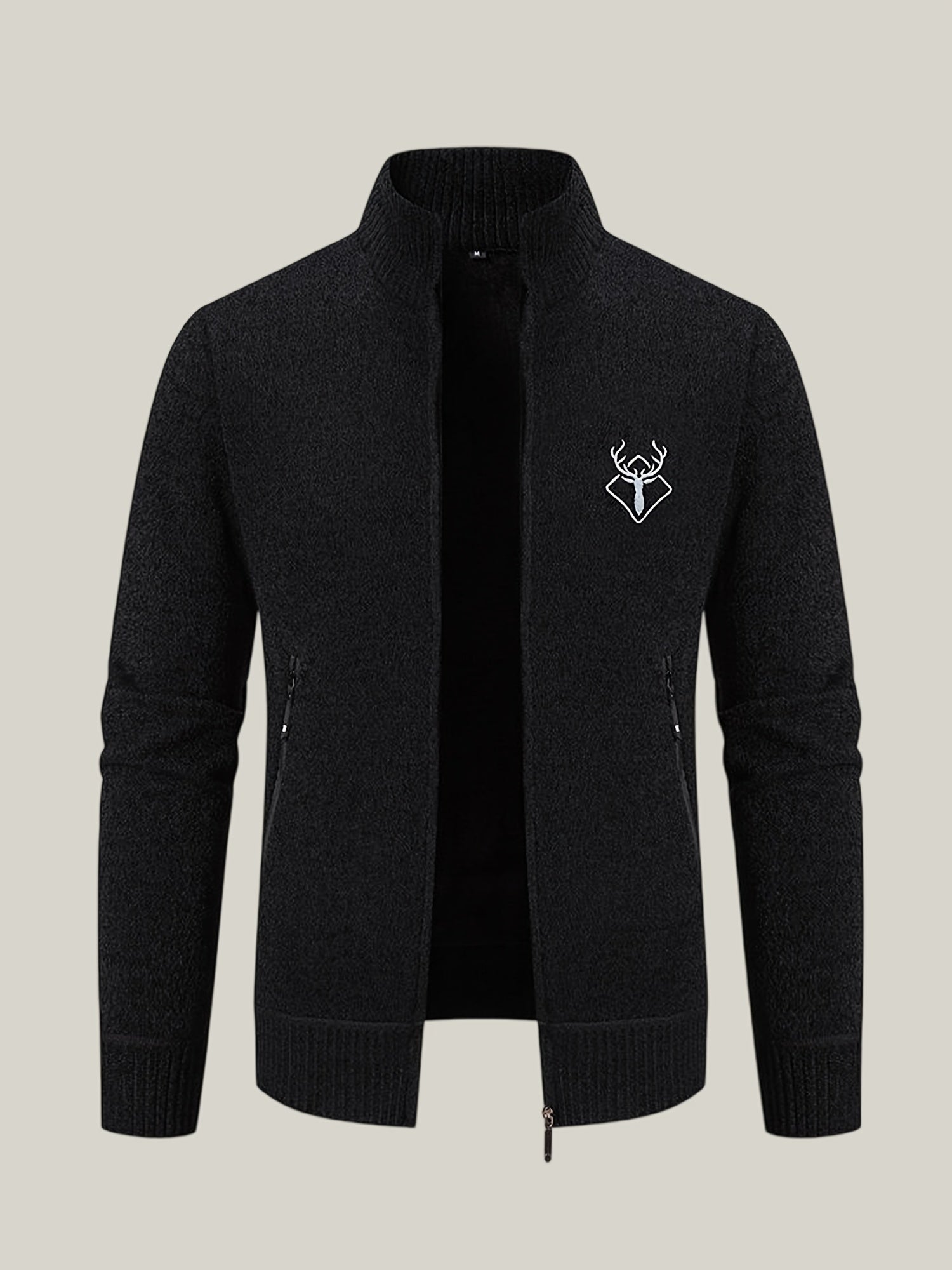 Men Lightweight Zip-Up Cardigan - Stand Collar Sweater Jacket