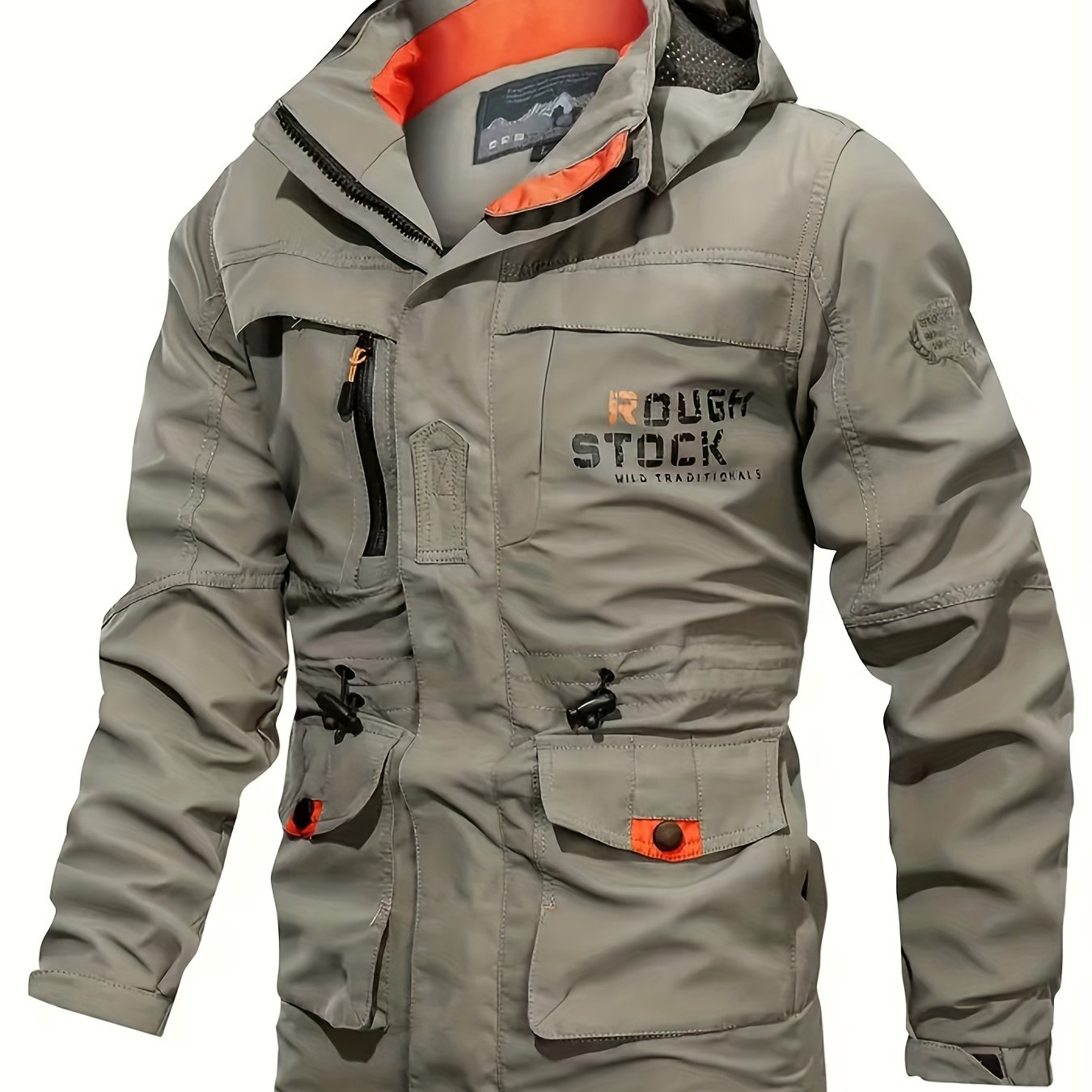 Men’s Outdoor Windbreaker Jacket – Adjustable Hood & Zippered Pockets