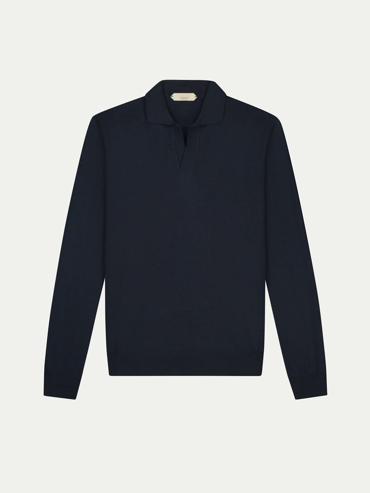 Extrafine Merino Buttonless Polo Sweater Navy