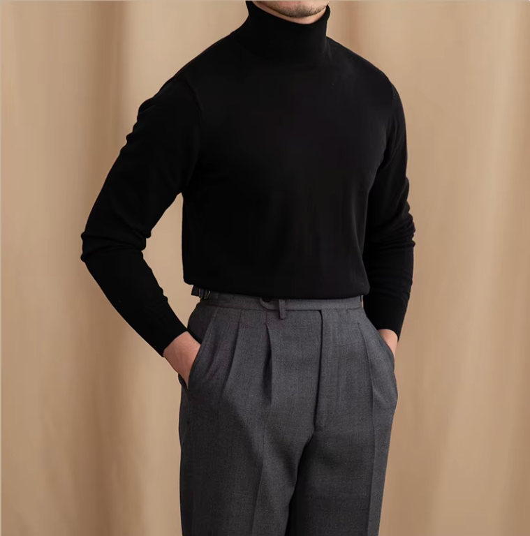 Men’s Turtleneck Sweater – Classic Long-Sleeve Knit Pullover