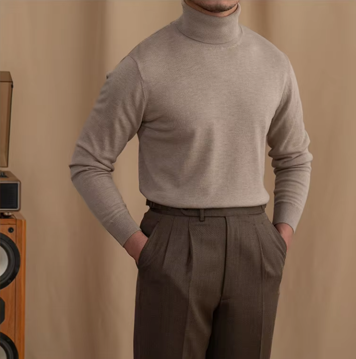 Men’s Turtleneck Sweater – Classic Long-Sleeve Knit Pullover