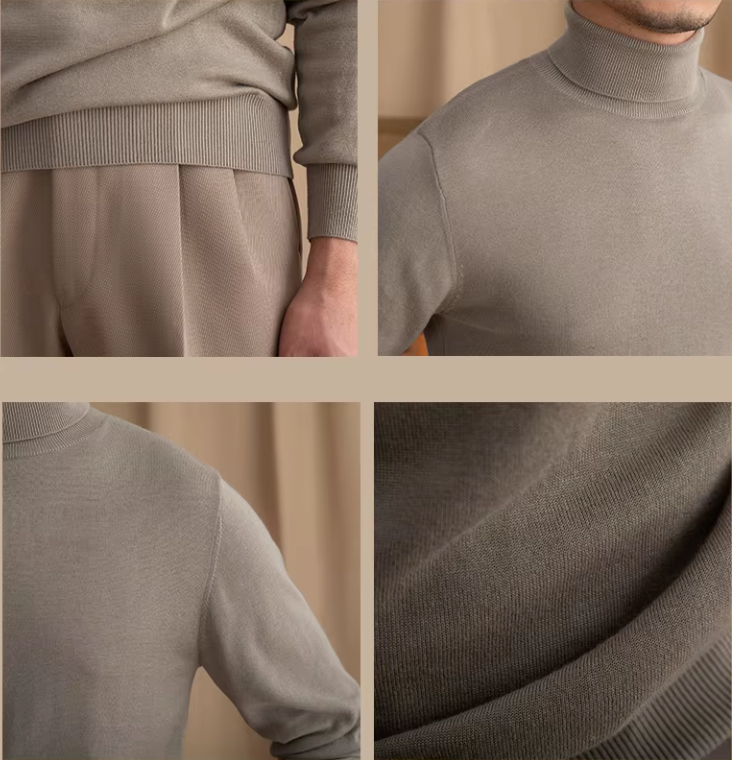Men’s Turtleneck Sweater – Classic Long-Sleeve Knit Pullover
