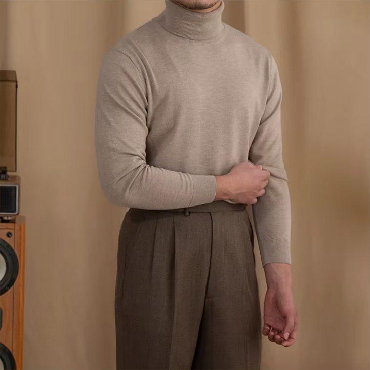 Men’s Turtleneck Sweater – Classic Long-Sleeve Knit Pullover